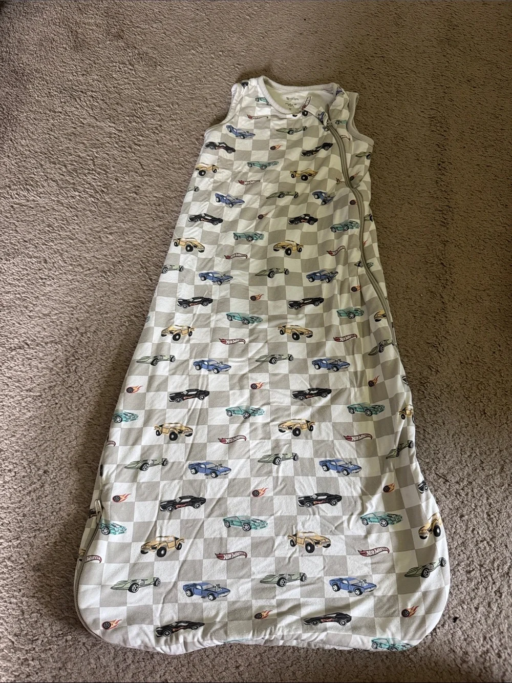 Kyte BABY White Sleep Sack with Multicolor Car Print